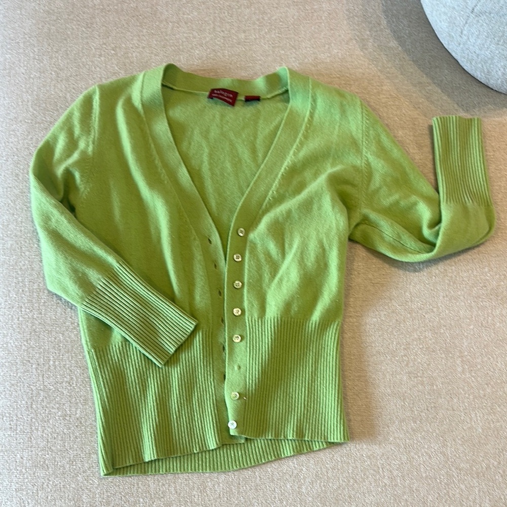 Halogen Green V-Neck Cardigan Sweater